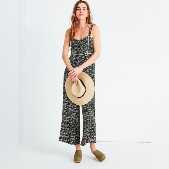 Madewell Button-Front Wide-Leg Jumpsuit in Playground Posies, Size 00 - Picture 1 of 13